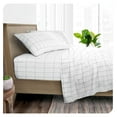 thumbnail image 2 of Twin XL Sheet Set - College Dorm Size - Premium 1800 Ultra-Soft Microfiber Twin Extra Long Sheets - Double Brushed - Sheets Set - Deep Pocket - Bed Sheets (Twin XL, Grid - White/Grey), 2 of 9