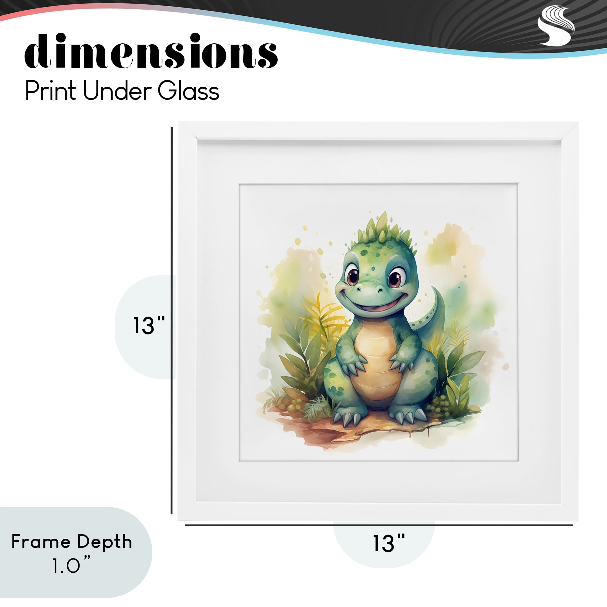 Stupell Industries Crafty Smiling Dinosaur White Framed Print Under Glass, design by Steve Hunziker