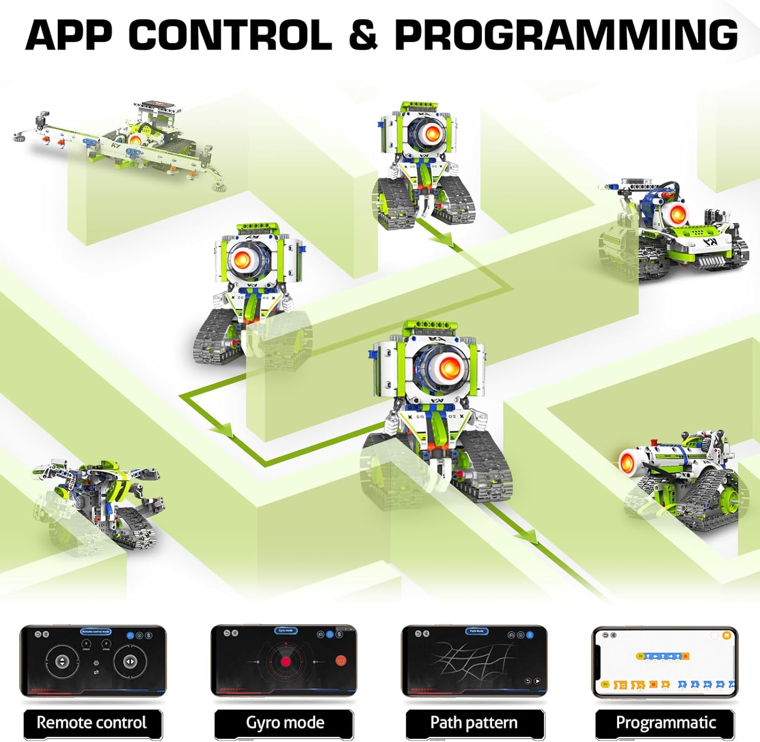 5 in1 STEM Robot Building Kit, 337PCS APP/Remote Control Mech RC Robotics for Kids Ages 8-12, Science Kit Coding Robots Toy Set, Birthday Gifts for Boys Age 8-14+