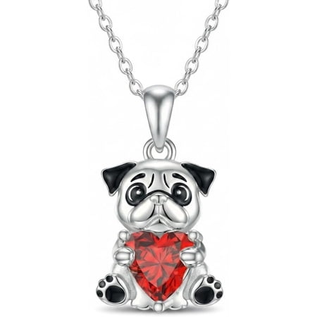 PROESS Animals Necklace for Women Daughter Sterling Silver 12 Month Birthstones Necklace Gifts Axolotl Cow Pig Cat Jewelry Gifts for Daughter Birthday Christmas Graduation Animals Gift