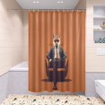 4 Pcs Cool Fox on Sofa Bathroom Shower Curtain Set with 12 Hooks Bath
