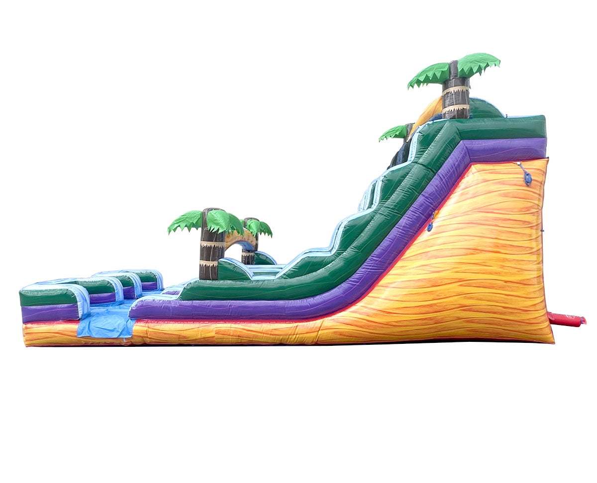 TentandTable Commercial Inflatable Water Slide, Yellow Tropical Marble Dual Lane with Blower, 18 ft