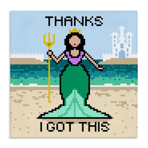Stupell Industries Contemporary I Got This Pixel Mermaid Canvas Art, 17 x 17, by Grace Popp