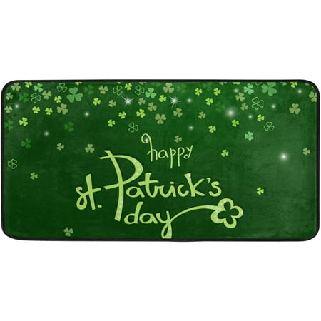 

SKYSONIC St Patrick s Day Clover Kitchen Rug Non-Slip Bath Rug Doormats Anti Fatigue Runner Comfort Floor Mat 39 x 20 Inch