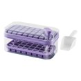 thumbnail image 4 of Bandeja de cubitos de hielo con tapa y recipiente de almacenamiento Caja de almacenamiento de hielo de liberación fácil de grado alimenticio Máquina violeta doble Macarena fabricante de bandejas de hielo, 4 of 8
