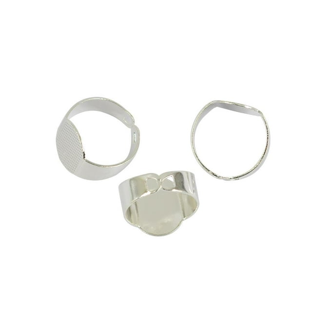 Bandeja de base de ajustable con bisel de 10 piezas Bases en blanco Configuración de accesorios de de bricolaje. Plata Zulema Los espacios en blanco de timbre