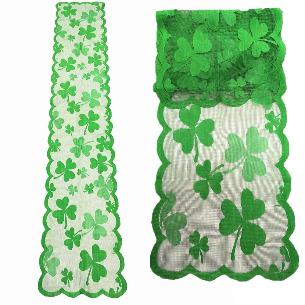 St Patrick's Day Irish Decor Tablecloth Shamrock Placemat Clover Table Runner 