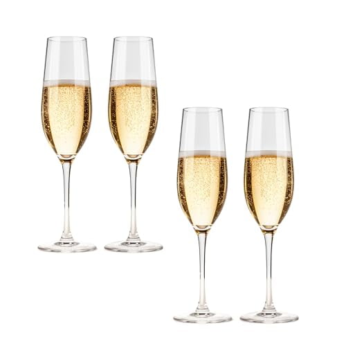 Set de 4 Copas Bluelander, Copas de Cristal, 185 ml, Diseño Champagne