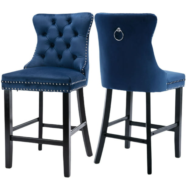 Clearance Bar Stools Set Of 2 24, Blue Kitchen Stools With Backs
