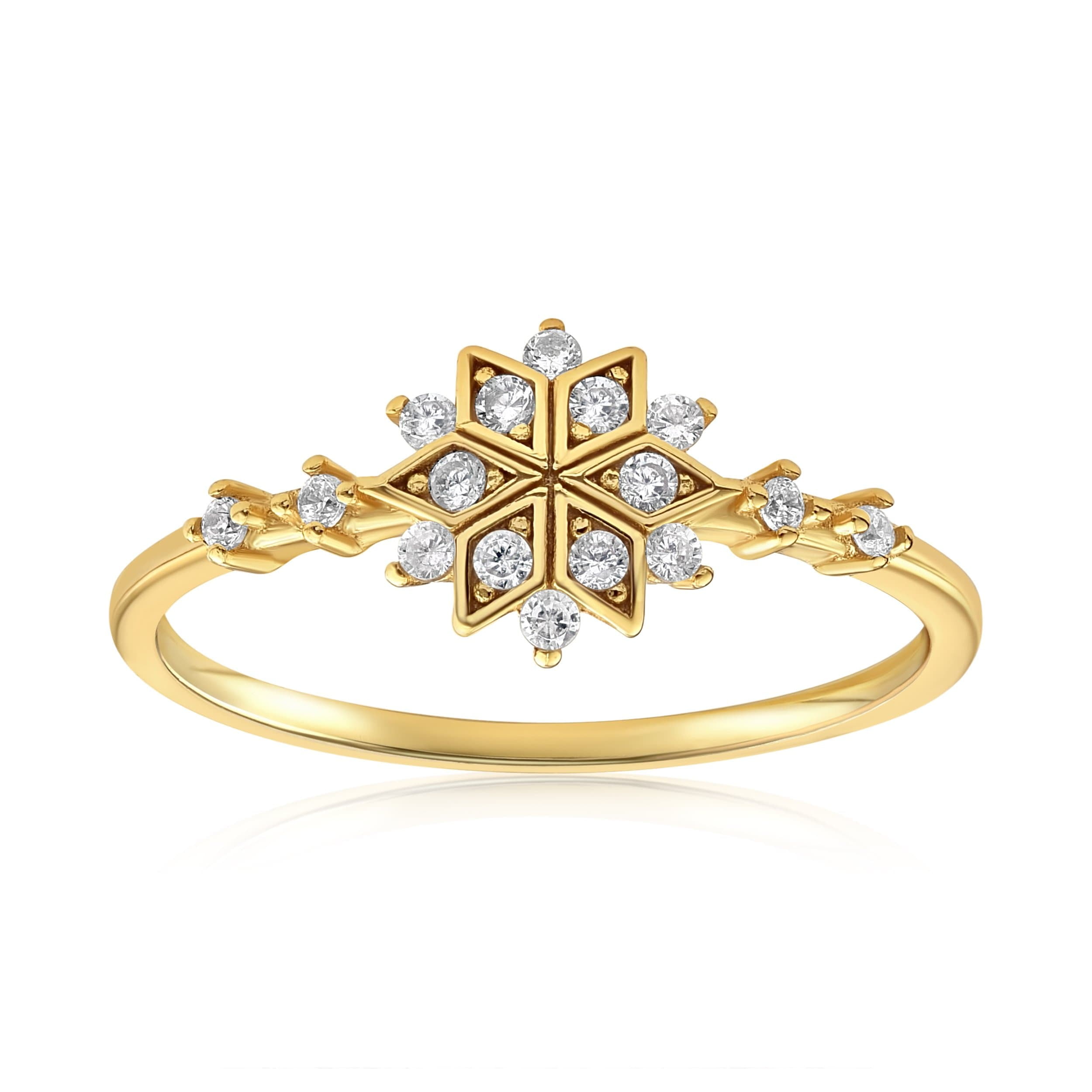 Blush  Bar Sophia Snowflake Ring in 18k Yellow Gold Vermeil – Dainty  Delicate Cubic Zirconia Band for Women, Teens, Girls – Valentine's Mother's  Day Jewelry Gifts Stackable Cluster Ring, Size 4-13 - Walmart.com