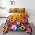 thumbnail image 2 of YST Colorful Sunflower Comforter Set, Queen Size, Watercolor Oil Painting Bedding, Cute Wild Animal Theme, Rainbow Floral Pattern, 2 of 6