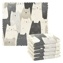 Yayeee 6 Pack Kitchen Dishcloths for Washing Dishes Soft Absorbent Microfiber Towels, White Cute Cats