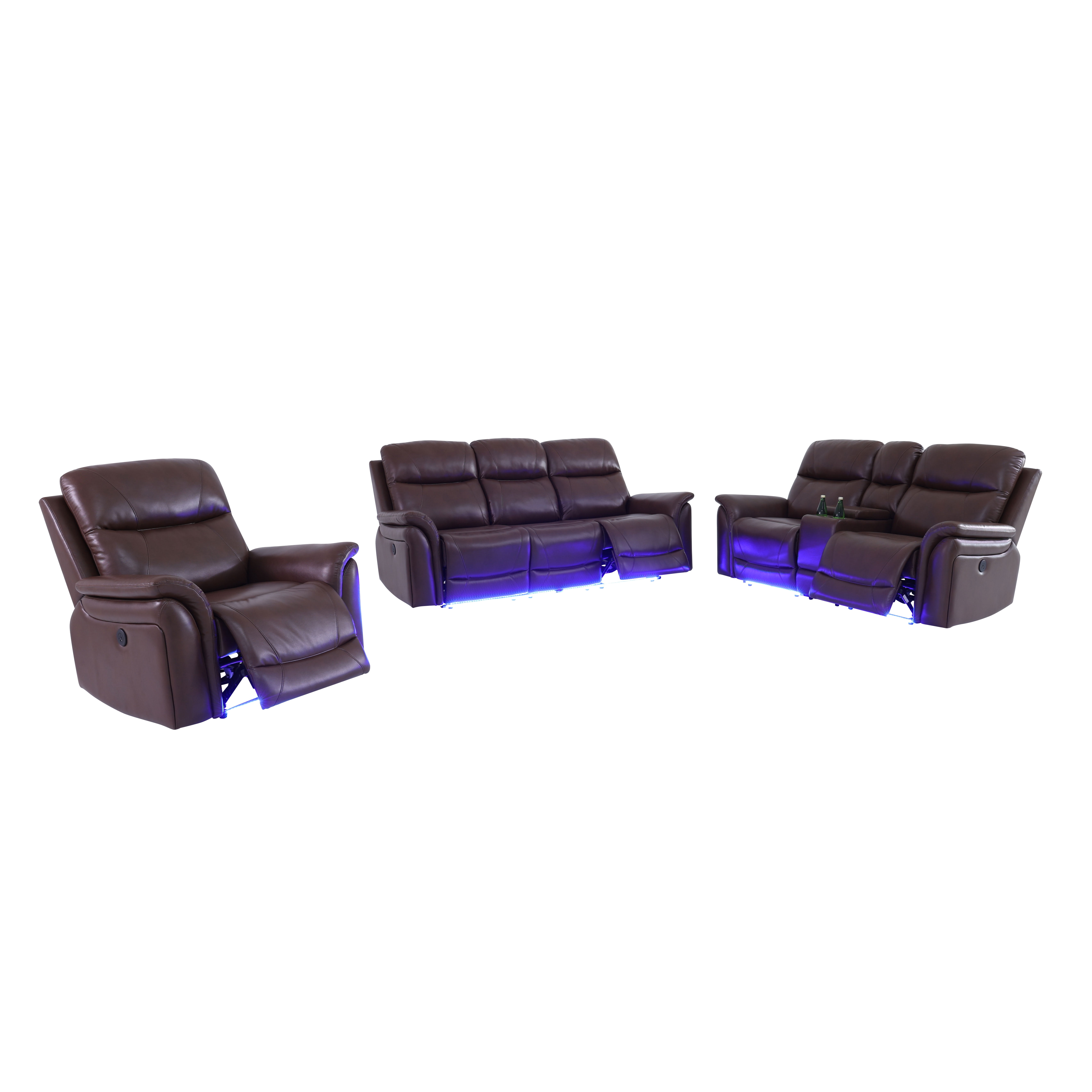 Gewnee Air Leather Power Recliner Sectional , Loverseat and Sofa Couch with LED, USB Port&Cup Holder for Living Room