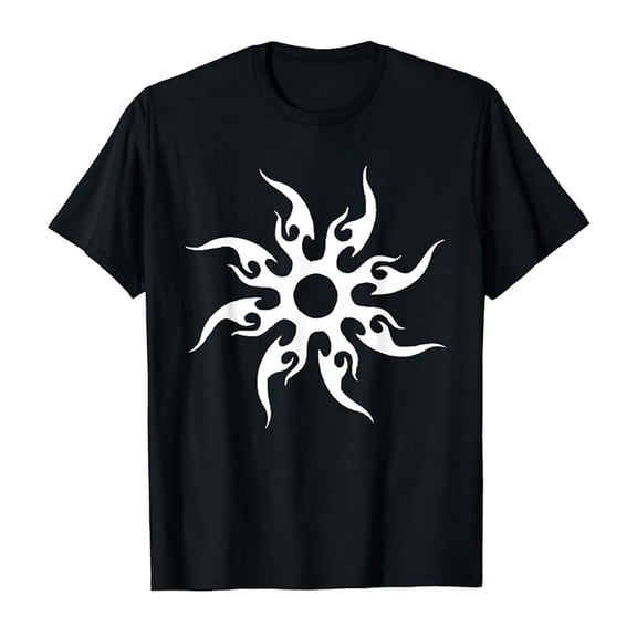 Tiweut Women Tops Casual Short Sleeve Round Neck Forsaken Sun Symbol Tri-Blend T-Shirt,Black,L