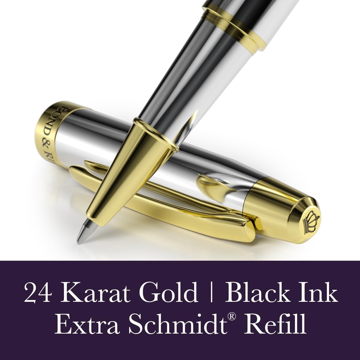 24 Karat Luxury Rollerball Pen - Fancy Executive Professional Writing Gift Set For Men Women  Nice Pens Chrome