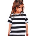 thumbnail image 3 of Tfken Girls Tshirts For Summer Short Sleeve Crew Neck Stripe Tops Fashion Daily Wear Children Soft Tops Black Size 5-6 Years, 3 of 8