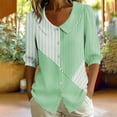 thumbnail image 3 of GERsome Womens Button Down Shirts Crew Neck 3/4 Sleeve Casual Collared Blouses Tops,Green,Size XL, 3 of 6