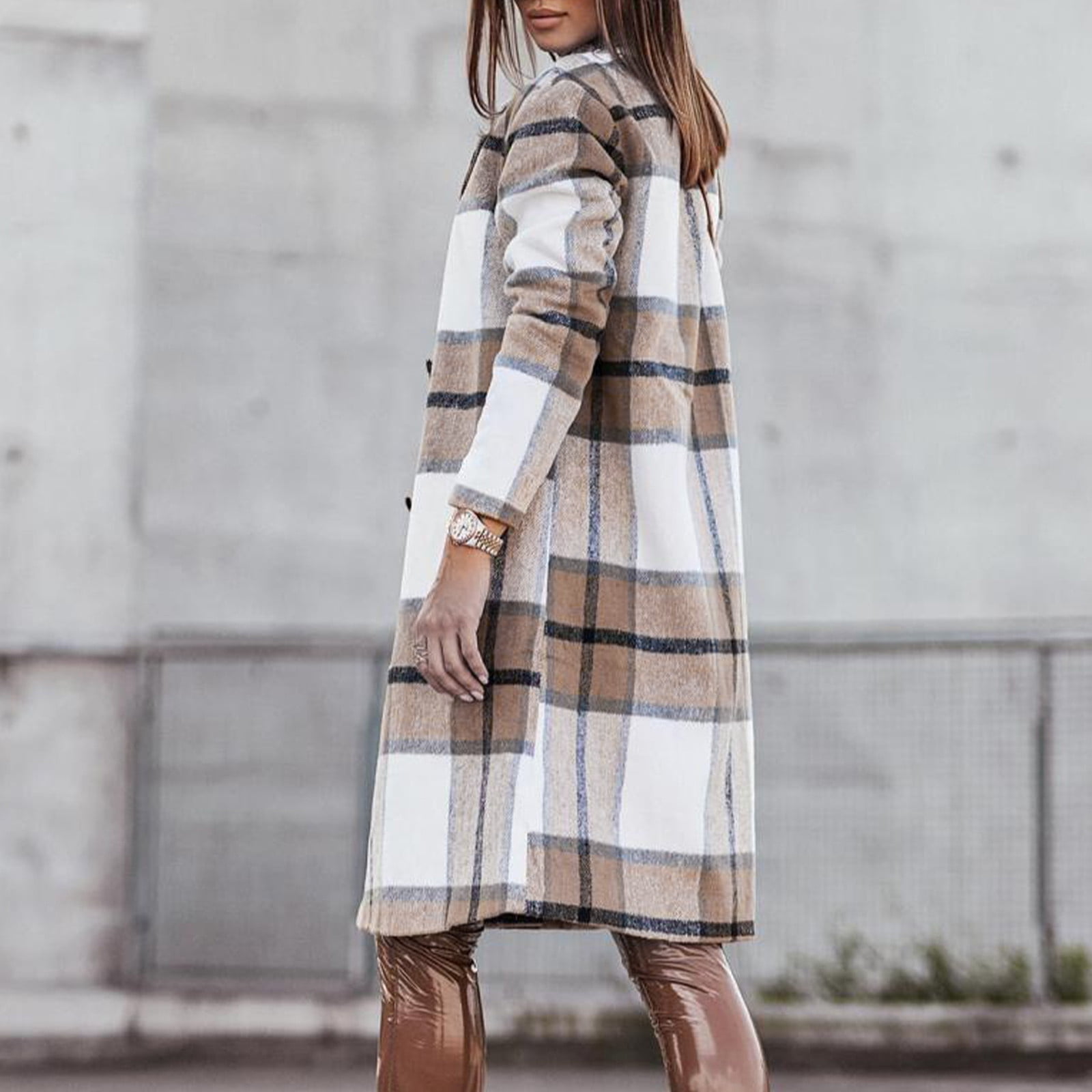 YUEHAO Coats For Women Women's Autumn And Winter Fashion Lattice