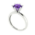 thumbnail image 2 of 2 ct Round Cut Natural Amethyst Solitaire Engagement Ring for Women in 18K White Gold, 2 of 5