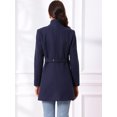 thumbnail image 3 of DARING DIVA Women's Winter Trench Stand Collar Pea Double Breasted Overcoat XL Dark Blue, 3 of 6