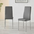 thumbnail image 3 of 6x Milan Grey Chrome Hatched Faux Leather Dining Chairs, 3 of 6