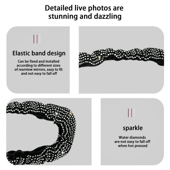 HBYJLZYG Car Accessories Car Mirror Cover with Diamond Mirror Decoration , Car Mirror Cover Mirror Accessories Elastic , Car Mirror Female Cover Bling Car Accessories General Acce