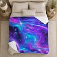 thumbnail image 4 of Purple Teal Galaxy Swirls with Stars, Dreamy Celestial Style for Space Lovers, Cosmic Nebula Pattern and Housewarming Gift, Cozy Flannel Blanket for Bedroom and Dorm, Home Decor, 4 of 6