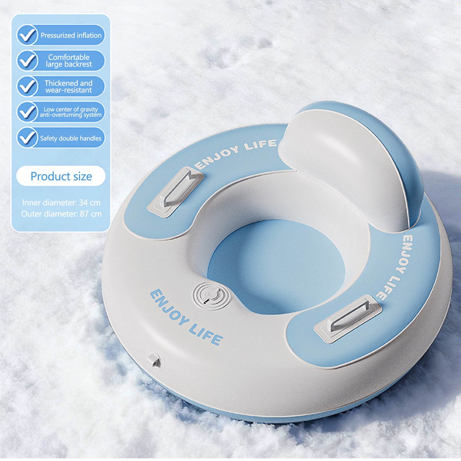 FHBVT Snow Tube Sled Inflatable Winter Riding Toy PVC Heavy Duty Round Snow Tube With Handles Fast Inflation Fun Outdoor Snow Play Hillside Backyard Winter Activity Kids Family Holiday Snow Toy