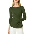 thumbnail image 5 of Allegra K Women's Round Neck Front Twist Long Sleeve Blouse Tops, 5 of 6