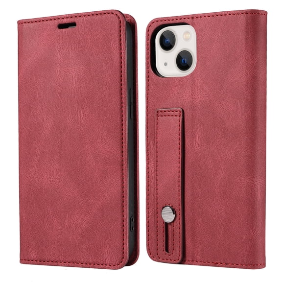 Suitable For iPhone14 Plus Mobile Phone Leather Case Flip Cover Red
