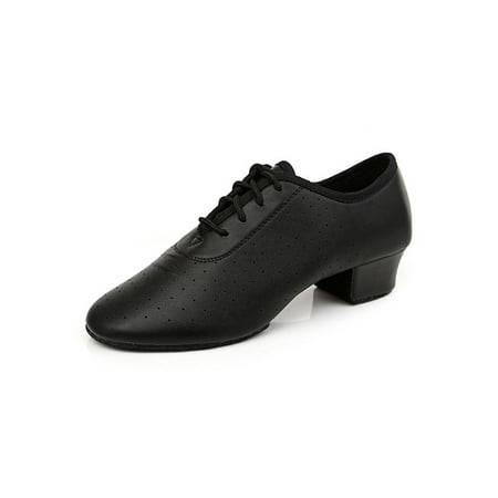 

Avamo Women Soft Dance Sneakers Round Toe Latin Shoes Ballroom Comfort Lace Up Dancing Black 3.5cm Straight Bottom 5