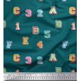 thumbnail image 1 of Soimoi Silk Fabric Numbers & Alphabets Text Decor Fabric Printed Yard 42 Inch Wide, 1 of 3