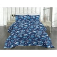 thumbnail image 2 of Ambesonne Poppy Quilted Coverlet 3 Pcs, Winter Colors Floral Scene, King Size, Sky Blue Ceil Blue Quartz, 2 of 4