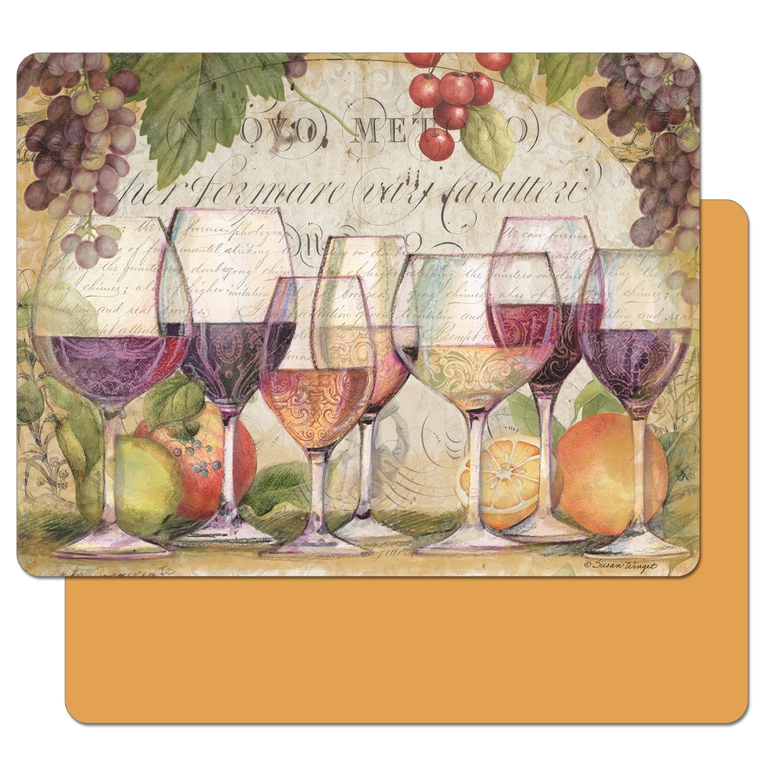 Cut N' Funnel Wine Country/Orange 2 Pack Flexible Plastic Cutting Board Mat 15" by 11.5