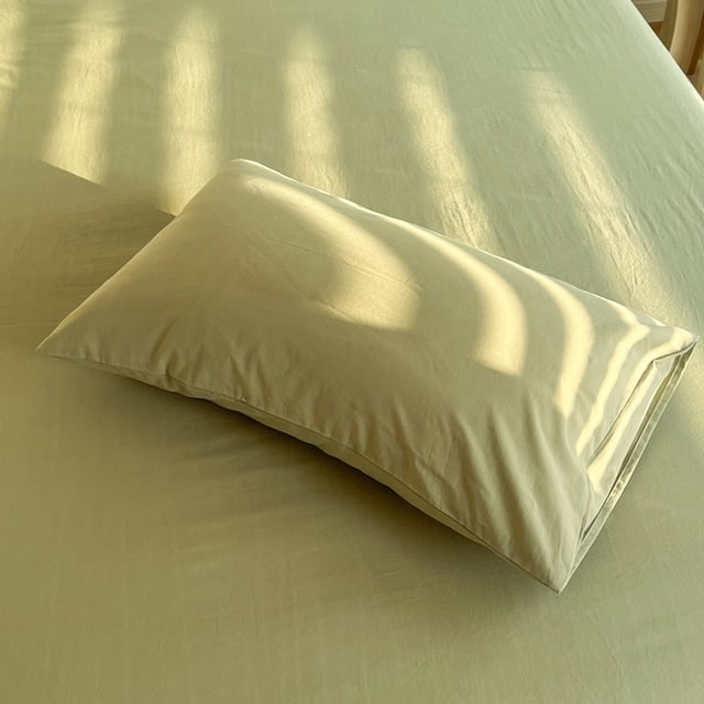 Nvzi 3 fundas de almohada de algodón liso. Lo simple no es simple; fundas de almohada de algodón de alta calidad para dormir más plácidamente. 48 x 74 cm (verde guisante).