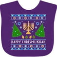 thumbnail image 3 of Inktastic Happy Chrismukkah Sweater Style with Menorah and Trees Boys or Girls Baby Bib, 3 of 4