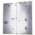 thumbnail image 2 of Wall Control Kitchen Pegboard Organizer Pots and Pans Pegboard Pack Storage and Organization Kit with Metallic Silver Pegboard and Blue Accessories, 2 of 8