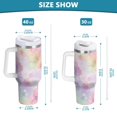 thumbnail image 3 of 30 oz Tumbler With Handle Stainless Steel Insulated Tumbler With Lid for Car Cup Holder Watercolor Pastel Rainbow Flowers, 3 of 9