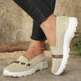 thumbnail image 2 of Women's Woven Slip On Sneakers Non Slip Knit Orthopedic Shoes Breathable Low Top Wide Width Walking Loafers White Size 8, 2 of 7