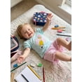 thumbnail image 5 of RUINIXCW Toddler Baby Girl Back to School Outfits Kids Girls Kindergarten Summer Clothes First Day of School Outfit Bow Bus Embroidery Short Sleeve T Shirt Tops and Striped Shorts Set, 5 of 9