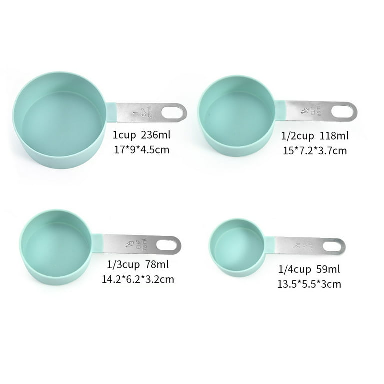 4Pcs Stainless Steel+PP Measuring Cups Spoons Kitchen Baking