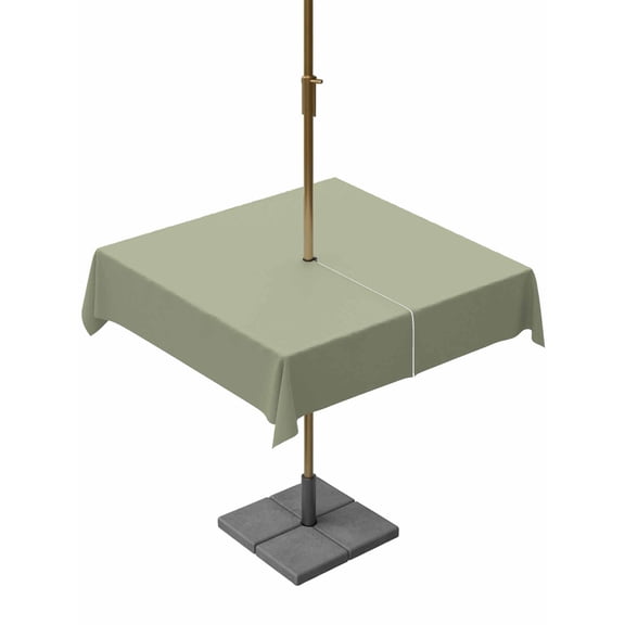 Outdoor Table Cloth with Umbrella Hole and Zipper, Sage Green Waterproof Square Tablecloth 60"x60", Farmhouse Sage Green Decor Washable Table Cover for Outside Party Patio Picnic