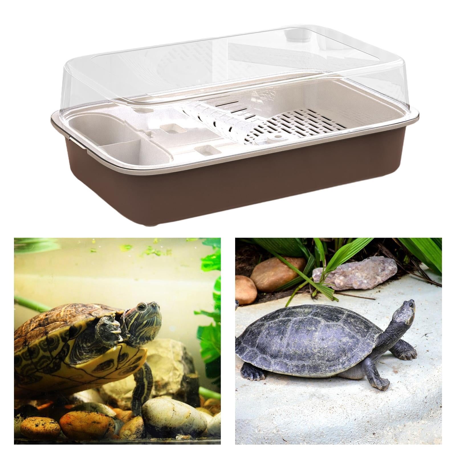 FITYLE Turtle Tank Reptile Habitat Multifunction Areas Bottom Drainage Tortoises Case Breeding Box Hermit Tortoise Enclosure Starter brown