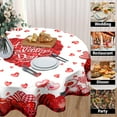 thumbnail image 3 of Valentines Day Tablecloth Round 60 Inch Red Heart Love Turck Table Cloths Circle Red and Back Plaid Table Cover Washable Wipeable Polyester Tabletop for Dining Kitchen Picnic Party Decor, 3 of 7