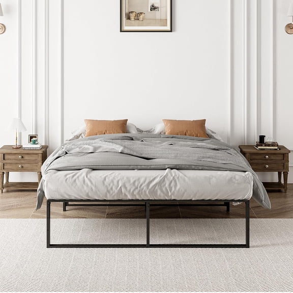 Metal Bed Frame Platform with Mattress Stabilizers, Underbed Storage, Heavy Duty Steel Slats, Noise-Free, No Box Spring Needed, Easy Assembly,Full