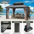 thumbnail image 3 of Howsvn 10 Ft x 12 Ft Outdoor Hardtop Gazebo Heavy Duty Pavilion with Aluminum Frame, Galvanized Steel Double Roof Gazebos with Netting and Curtains for Garden, Patio, Lawns, 3 of 8