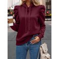 thumbnail image 5 of Women's Casual Puff Long Sleeve Hoodie Lightweight Pullover Tops Padded Shoulder Solid Loose Sweatshirt Fall Outfits, 5 of 5