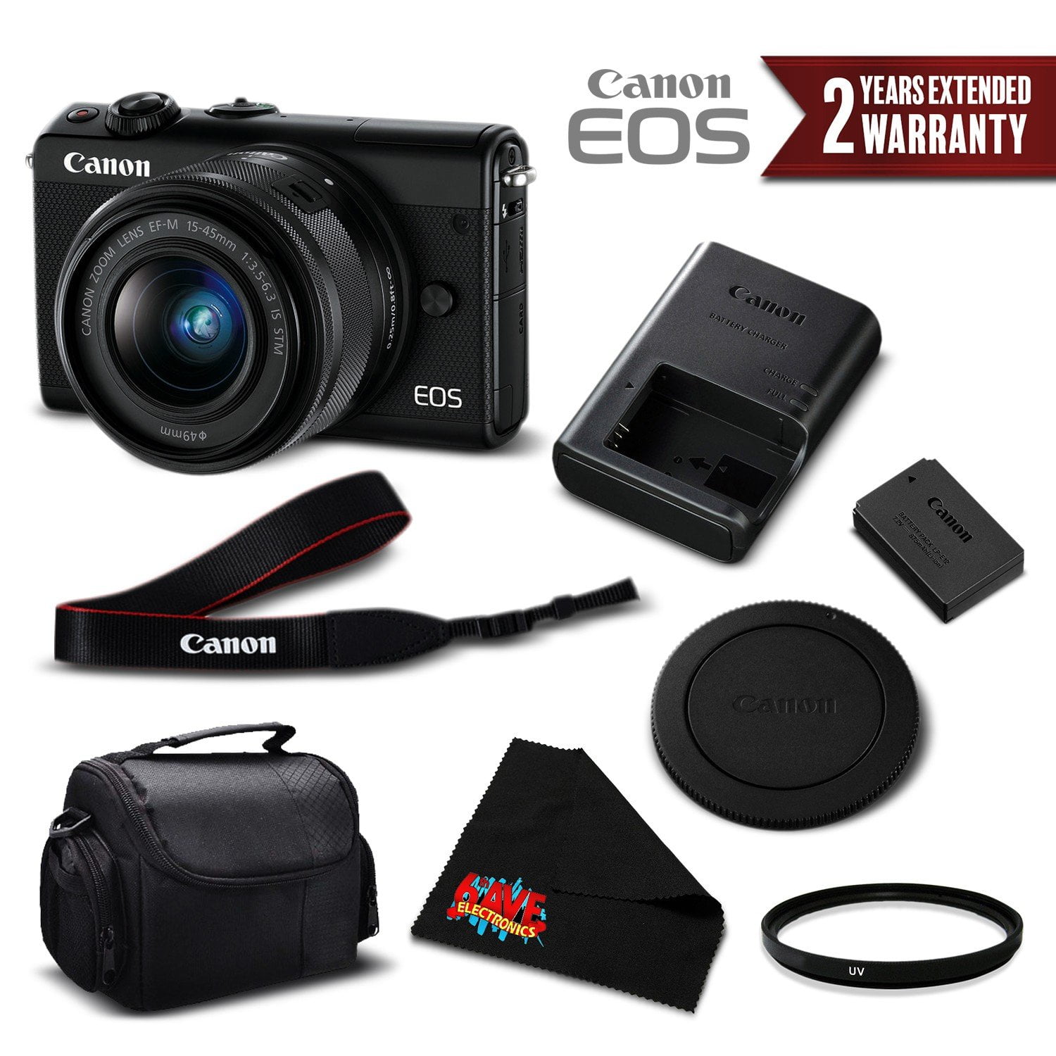Canon EOS M100 Mirrorless Digital Camera +1545mm Lens (Black) 2209C011 (Intl Mo