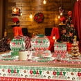 thumbnail image 5 of Christmas Ugly Sweater Party Supplies Xmas Decoration Dinnerware Set Paper Plates Napkins Tablecloth Christmas Plastic Table Cover Ugly Sweater Elements for Christmas New Year Party Supplies Serves 24, 5 of 6