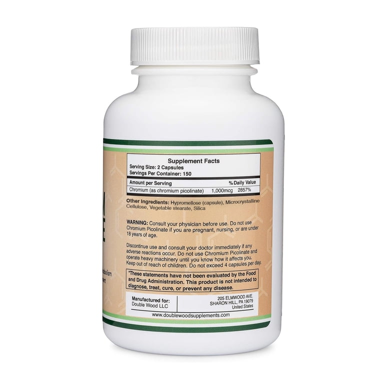 chromium picolinate and l carnitine weight loss Double Wood Supplements Chromium Picolinate 1000mcg for Support of  Metabolism & Overall Health - Vegan Capsules